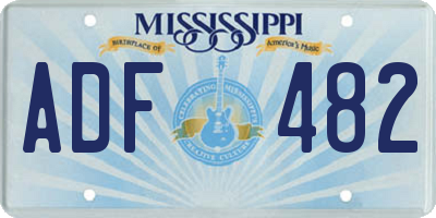 MS license plate ADF482