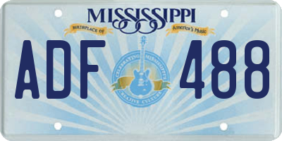 MS license plate ADF488