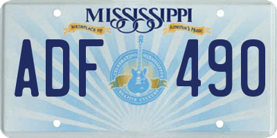 MS license plate ADF490