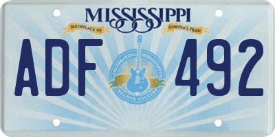 MS license plate ADF492