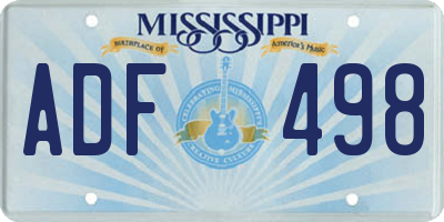 MS license plate ADF498