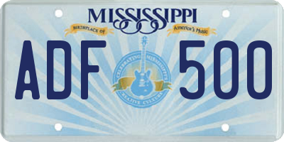 MS license plate ADF500