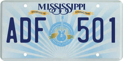 MS license plate ADF501