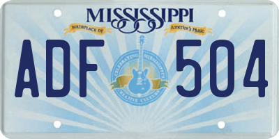 MS license plate ADF504