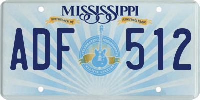 MS license plate ADF512