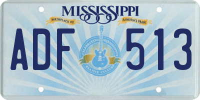 MS license plate ADF513