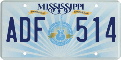 MS license plate ADF514