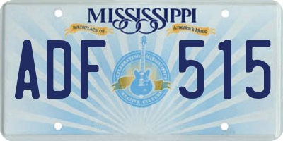 MS license plate ADF515