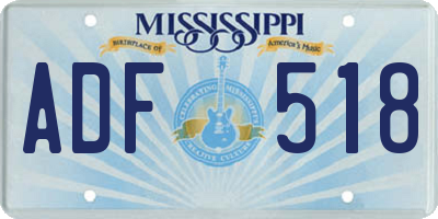 MS license plate ADF518
