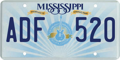 MS license plate ADF520