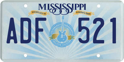 MS license plate ADF521