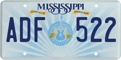 MS license plate ADF522