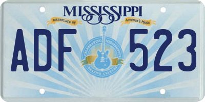 MS license plate ADF523