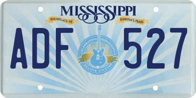 MS license plate ADF527