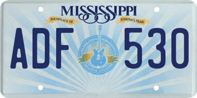MS license plate ADF530