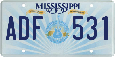 MS license plate ADF531