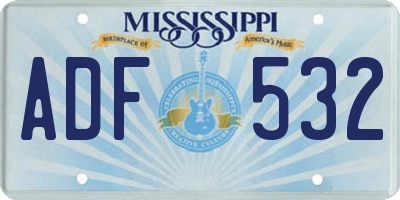MS license plate ADF532