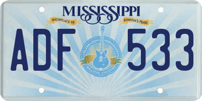 MS license plate ADF533