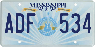 MS license plate ADF534