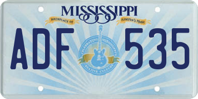 MS license plate ADF535