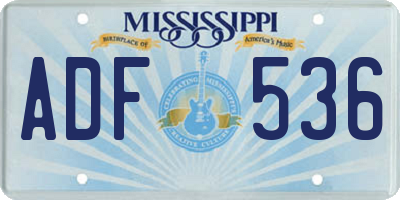 MS license plate ADF536