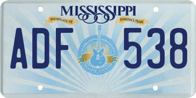 MS license plate ADF538