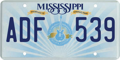 MS license plate ADF539