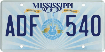 MS license plate ADF540