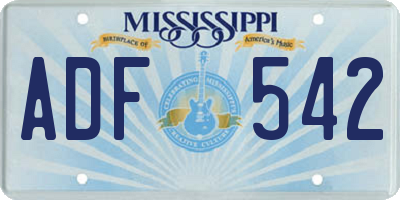 MS license plate ADF542