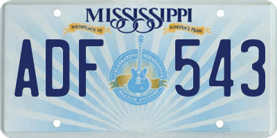 MS license plate ADF543