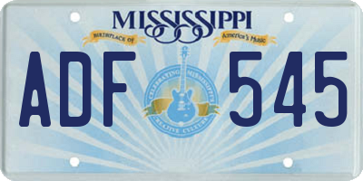 MS license plate ADF545