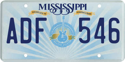 MS license plate ADF546