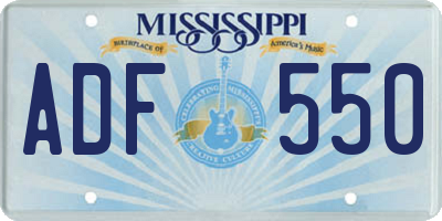 MS license plate ADF550