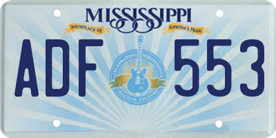 MS license plate ADF553