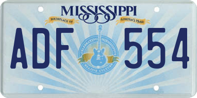 MS license plate ADF554