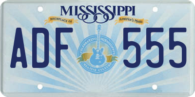 MS license plate ADF555