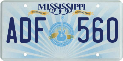 MS license plate ADF560