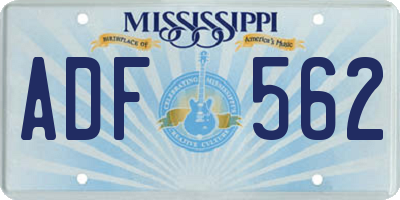 MS license plate ADF562