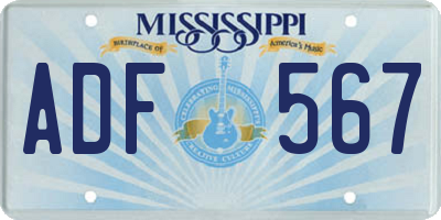 MS license plate ADF567