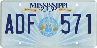 MS license plate ADF571