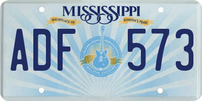 MS license plate ADF573
