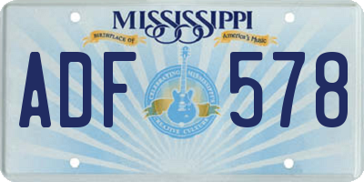 MS license plate ADF578