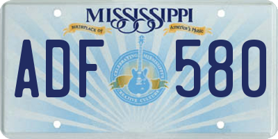 MS license plate ADF580