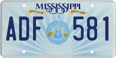 MS license plate ADF581