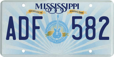 MS license plate ADF582