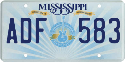 MS license plate ADF583