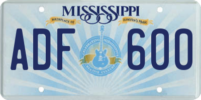 MS license plate ADF600
