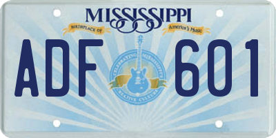 MS license plate ADF601