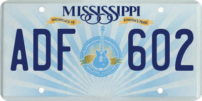 MS license plate ADF602