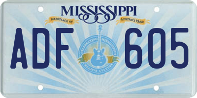 MS license plate ADF605